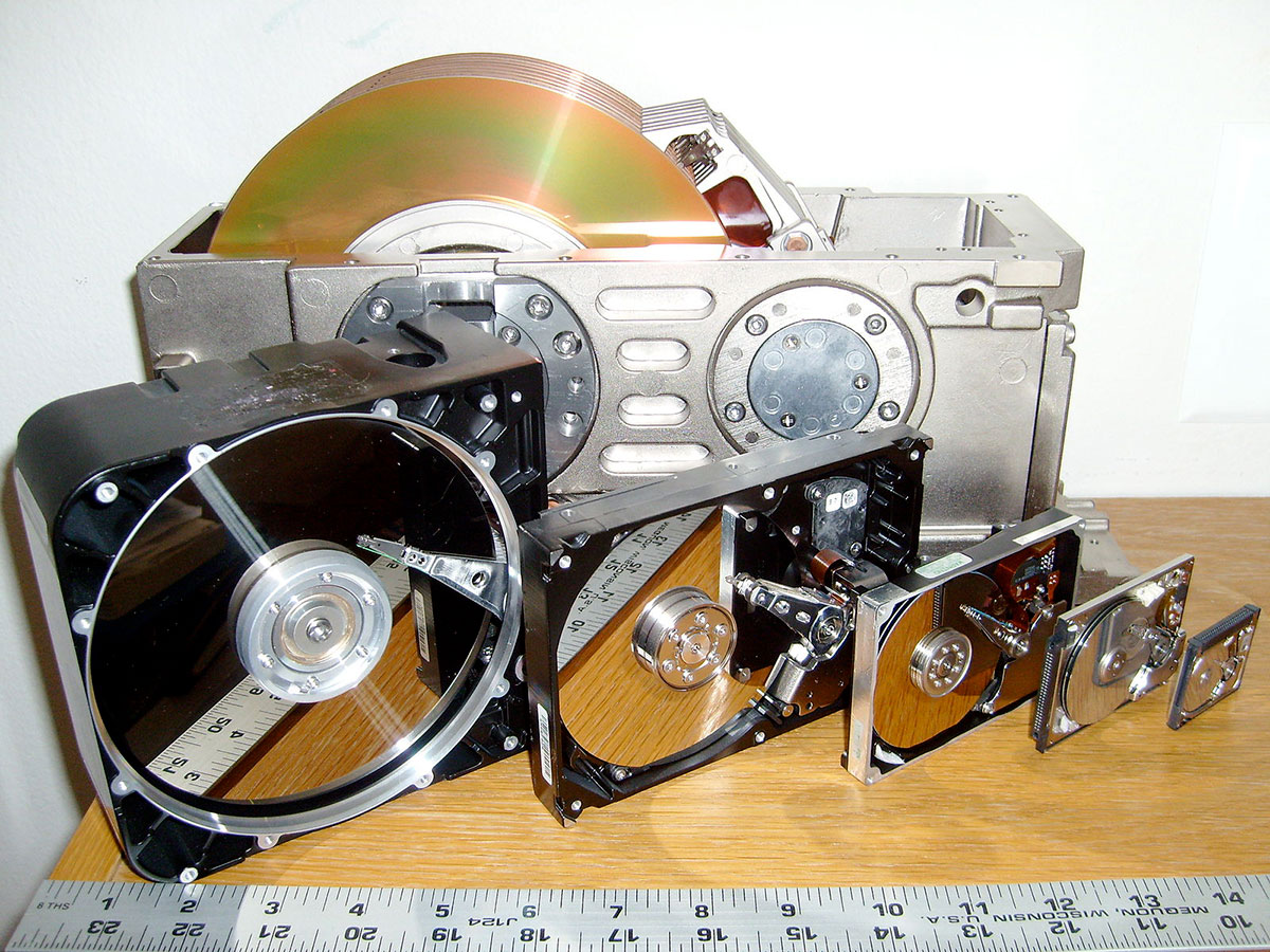 Different sizes of hard drives